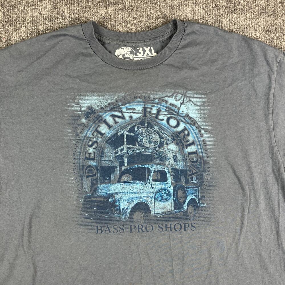 Bass Pro Shops T-Shirt Mens 3XL Gray Destin Florida Graphic Outdoor‎ Fishing